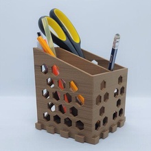 stylo titulaire soutien puzzle 3 boîte Bureau crayon accessoires 3d print model - Mito3D