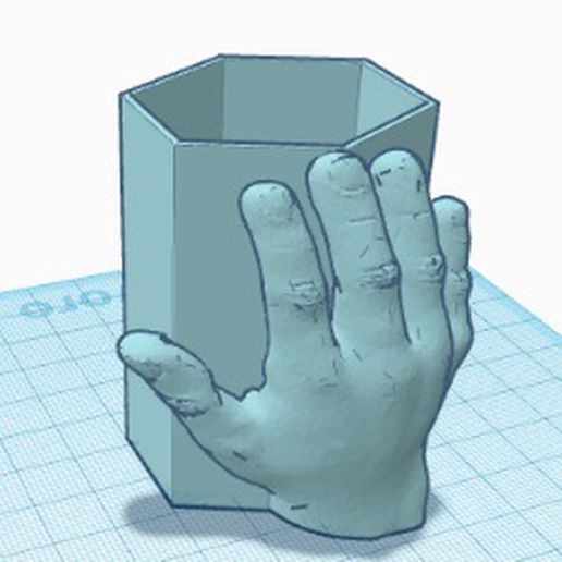 caneta velho mão porta canetas mano volume vazio 3D print model - Mito3D