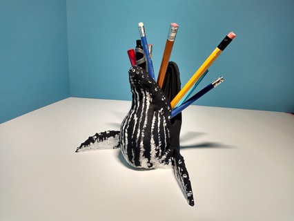 pen pencil holder pot humpback whale organize nature design desk office house home vase 3d print model - Mito3D