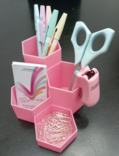 pencil holder pink office scissors clips 3d print model - Mito3D