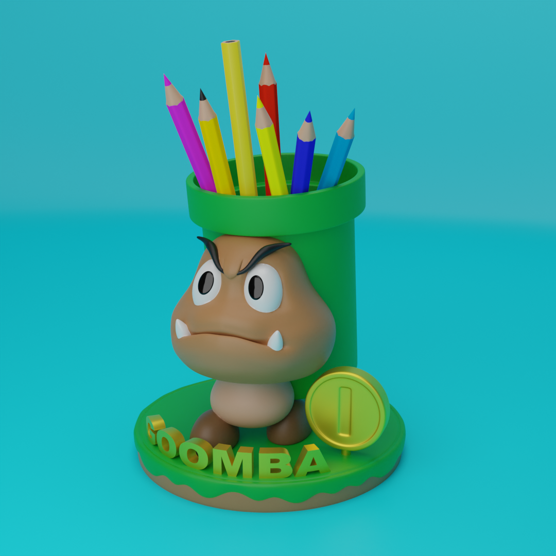 kalem Kulp destek Goomba Süper Mario kardeşler kötü karakterler mantar Sanat oyuncak Porta lapiz düzenlemek sıra dolma ofis 3D print model - Mito3D