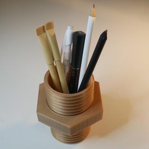 pencil holder screw home backtoschool nut office supplies simple thread useful 3d prints stuff 3D print model - Mito3D