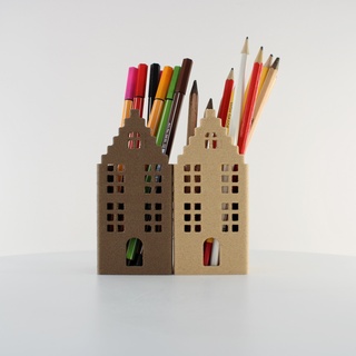 crayons canal maison 1 confortable crayon titulaire soutien amsterdam néerlandais organisateur stylo slimprint organisation bureau cadeau décor 3d print model - Mito3D