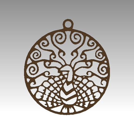 pendant jewelry peacock necklace 3D print model - Mito3D