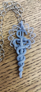 pendant pharma covid vaccine dollars adn jewelry snake caduceus science art 3d print model - Mito3D