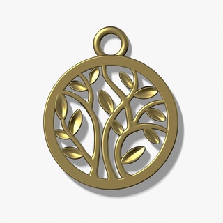 pendant - wood tree coulomb pendent jewellery gold silver branches leaves foliage 3d print model - Mito3D