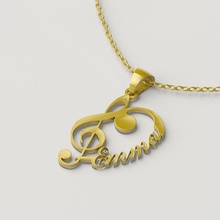 pendant 060 jewelry gold jewellery necklace silver note jewel 3dprint printable treble clef music 3d print model - Mito3D