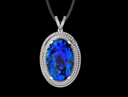 pendentif 3d impression modèle or argent gros calcul saphir cabochon citrine améthyste quartz ovale bleu vert Collier bijoux diamant pendentifs 3d print model - Mito3D