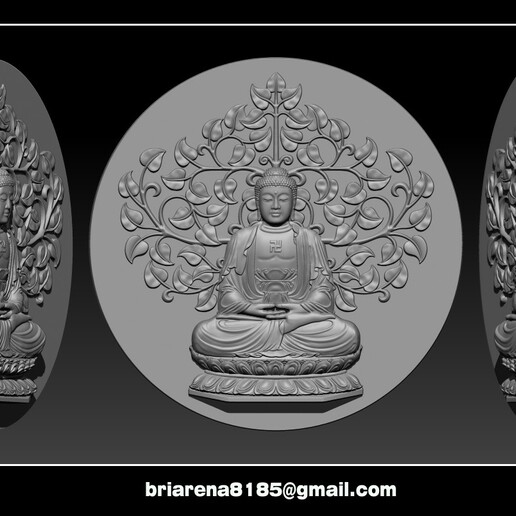 pendentif Bouddha stl obj ztl 3dmodel art sculpture statue bodhisattva bas relief bijoux bouddhisme Bodhidharma déesse pitié Budha 3D print model - Mito3D