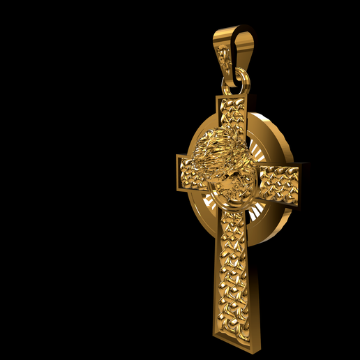 pendant celtic crucifix jewelry neck jewellery gold sacred art catholic christian 3D print model - Mito3D