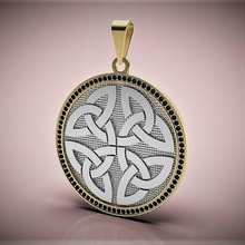 pendant celtic ornament jewelry gems gold 3d print model - Mito3D