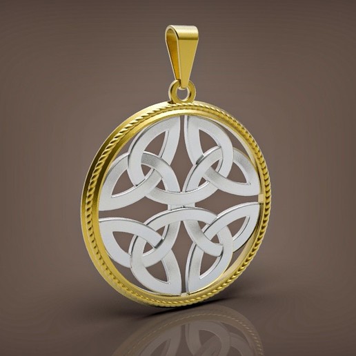 pendentif celtique ornement 002 bijoux or celte 3D print model - Mito3D