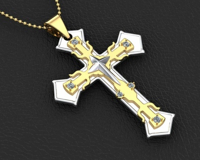 pendant cross od60 3d print model jewelry jewel jesu jesus religion christ diamond brilliant gold sross pendants silver religiou shining church object 3d print model - Mito3D