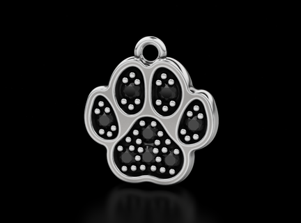 pendentif chien patte diamants 570 3dprinted conception mode or d'or bijou bijoux impression imprimable prototypage argent 3d print model - Mito3D