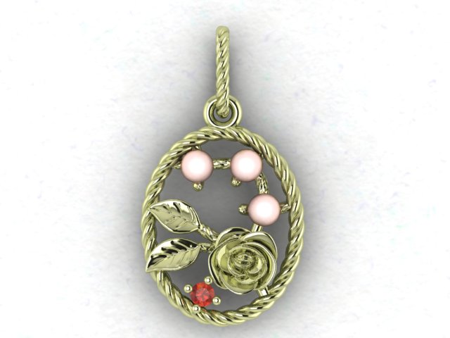 pendentif boucle d'oreille bijoux argent or Rose 3D print model - Mito3D