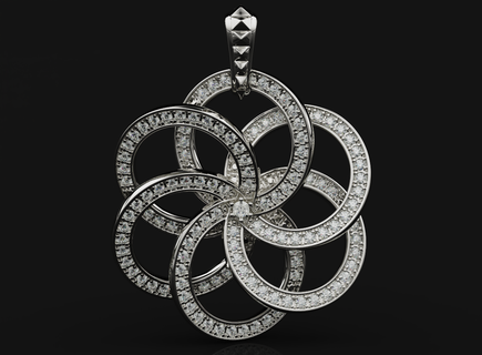 pendentif fleur diamants 567 3dprinted conception mode or d'or bijou bijoux impression imprimable prototypage argent 3d print model - Mito3D