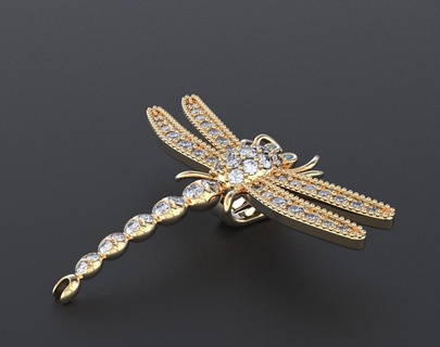 pendant form dragonfly diamonds 340 3dprinted design fashion gold golden jewel jewellery jewelry print printabl printable printing prototyping silver 3d print model - Mito3D