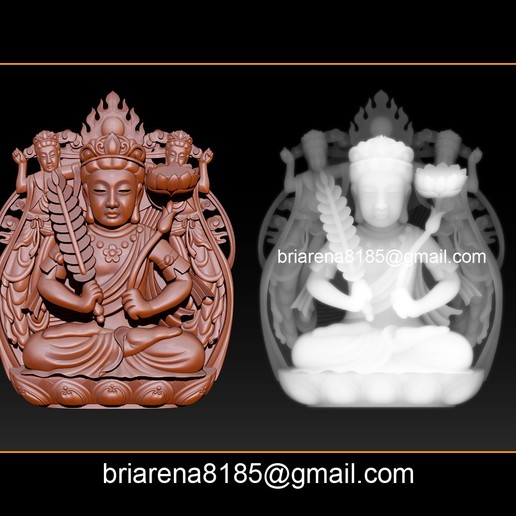 pendant guanyin bodhisattva 3dmodel art sculpture statue buddha 3d cnc stl obj zbrush bas-relief jewelry buddhism bodhidharma carving goddess mercy budha 3D print model - Mito3D