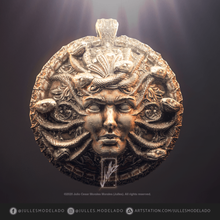 medusa kolye takı kafa <url> stl deluxe Kraliyet baş altın baskı mitoloji mücevher hediye ücretsiz 3d print model - Mito3D