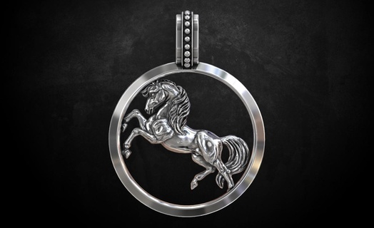 pendentif cheval élégant 233 3dprinted conception mode or d'or bijou bijoux impression imprimable prototypage bague anneaux argent 3d print model - Mito3D
