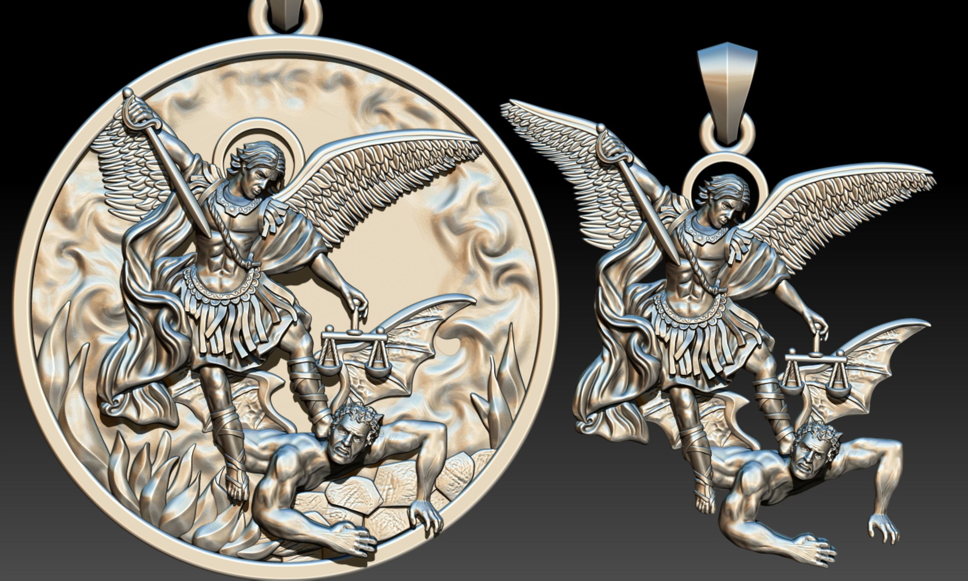 pendant medal loose saint archangel miguel jewelry religion said 3D print model - Mito3D