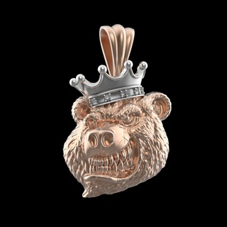 pendente p069 gioielleria oro argento 3dmodel 3dprinting rinoceronte zbrush orso testa 3d print model - Mito3D