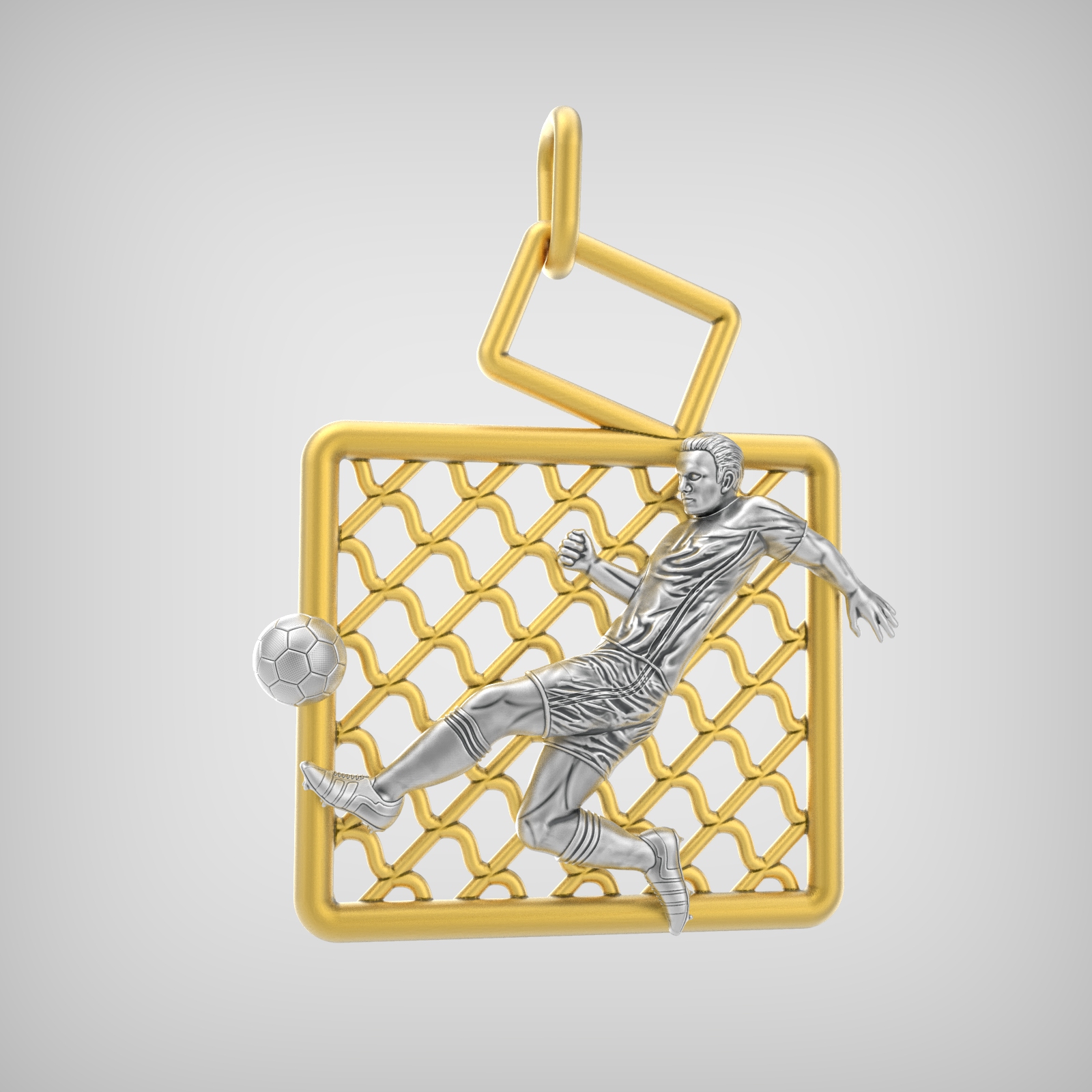 pendant p087 jewelry gold silver 3dmodel 3dprinting rhinoceros zbrush football 3D print model - Mito3D