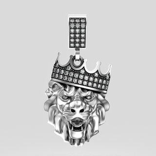pendentif p115 or argent bijoux Trésor doigt mineur charme bijou conception luxe bague boucles d'oreilles roi Lion gemmes 3d print model - Mito3D