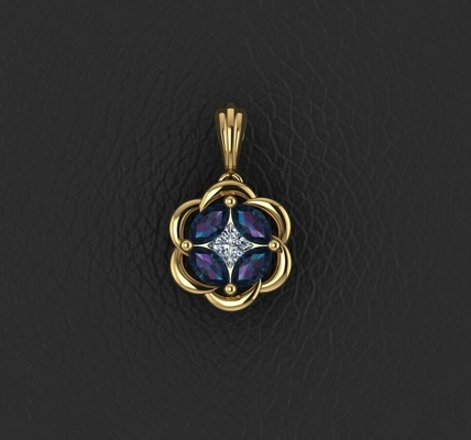 pendant sapphires diamonds necklaces 3dmodel sapphire diamond gold jewelry method gift digitalfile printable custommade artnecklaces 3d print model - Mito3D