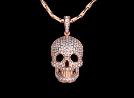 pendant scull 3d print model ring jewelery gold silver jewelry skull skeleton head art death diamond pendants 3d print model - Mito3D