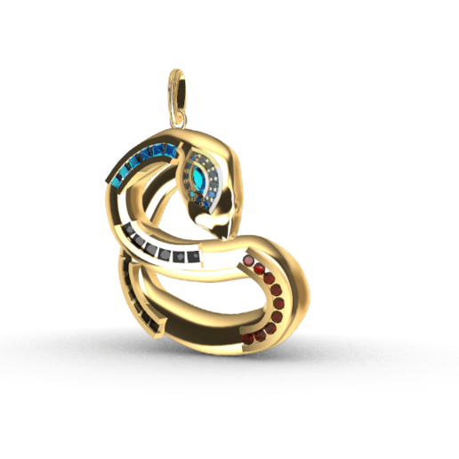 pendant snake jewelry gold 3D print model - Mito3D