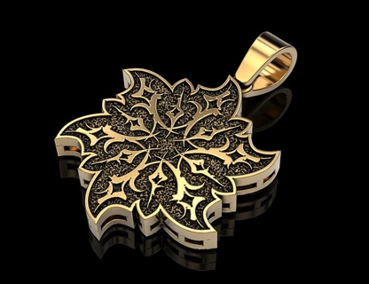 pendant snowflake flower jewelry print 3dprinted jewellery printable design jewel golden fashion printabl printing gold prototyping silver 3d print model - Mito3D