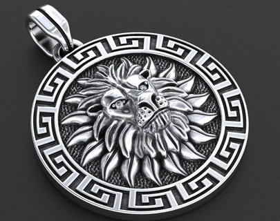 pendant solar lion greek style 344 3dprinted design fashion gold golden jewel jewellery jewelry print printabl printable printing prototyping ring rings silver 3d print model - Mito3D