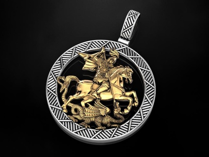 kolye st George takı Yazdır 3dprinted mücevher yazdırılabilir tasarım altın baskı prototip oluşturma gümüş karartma 3d print model - Mito3D