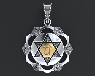 pendant symbol anaxata chakra 352 3dprinted design fashion gold golden jewel jewellery jewelry print printabl printable printing prototyping silver 3d print model - Mito3D