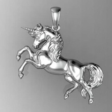 kolye unicorn takı baskı Gümüş altın yazdırılabilir tek boynuzlu at 3d print model - Mito3D
