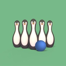 penguin bowling game cute sculpture animal toy art miniatures cartoon play strike pin 3d print model - Mito3D