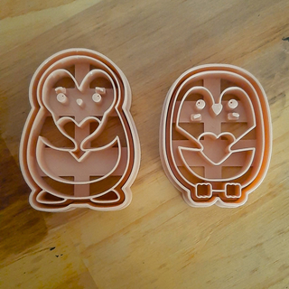 penguin cutter Home penguins cookie love valentine day valentine's 3d print model - Mito3D