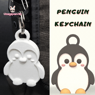 penguin flat keychain 3d print model - Mito3D