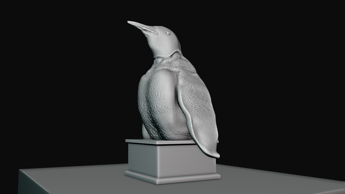 penguen baş büst stl sanat arktik antarktika kuşlar hayvan heykel minyatür masaüstü 3d print model - Mito3D