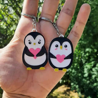 penguin love-penguin love heart keychain 3d print model - Mito3D