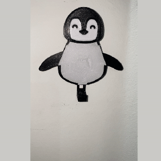 penguin moving hands key hanger hardware needed keychain holder wall print articulated 3d print model - Mito3D
