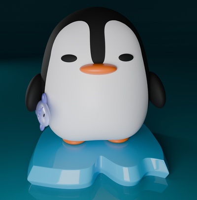 penguin on an ice floe toy sculpture cuteness 3d print model - Mito3D