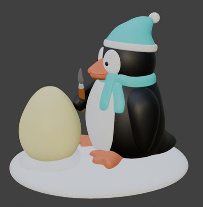 pingüino pintura an pascua resurrección huevo arte cepillo 3d print model - Mito3D