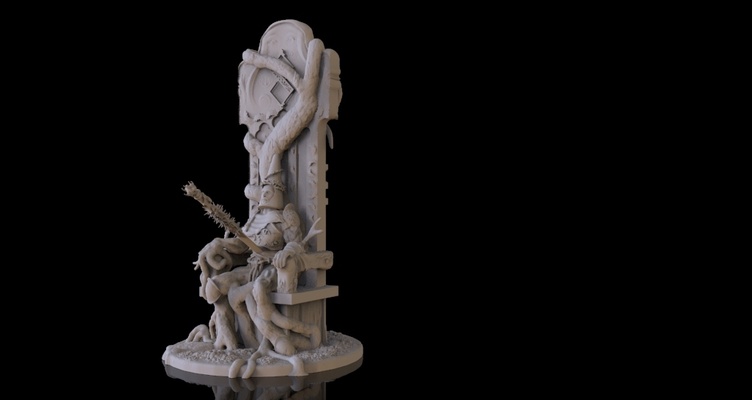 penitente on retorcido trono ventilador arte blasfemo fan fantasía oscura milagro esculpir coleccionable vídeo juegos 3d print model - Mito3D