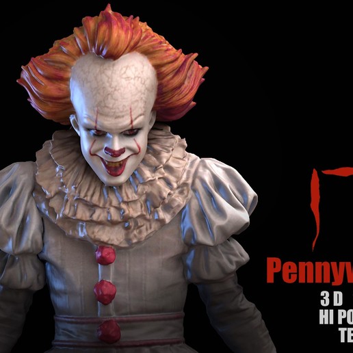 pennywise 3d tarama sanat adam karakter Cadılar Bayramı hayalet korku heykel hulk film çizgi şekil <url> 3dscan model 3dmodel 3D print model - Mito3D