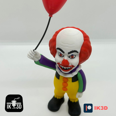 pennywise ballon it mini figurine 3mf included no supports tim curry horror movies films 90s classic minis easy print scary collectible sculpture 3d print model - Mito3D