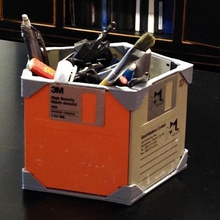 penta-floppy box home 3d slash floppy disk recycle reuse small storage organization 3d print model - Mito3D