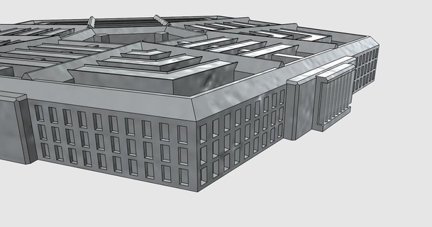 Pentagon Arlington Virginia Bölüm savunma askeri zeka Washington dc binalar yapılar 3d print model - Mito3D