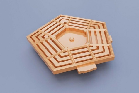 pentagon coaster drink buildings structures achitecture house 3d print model - Mito3D